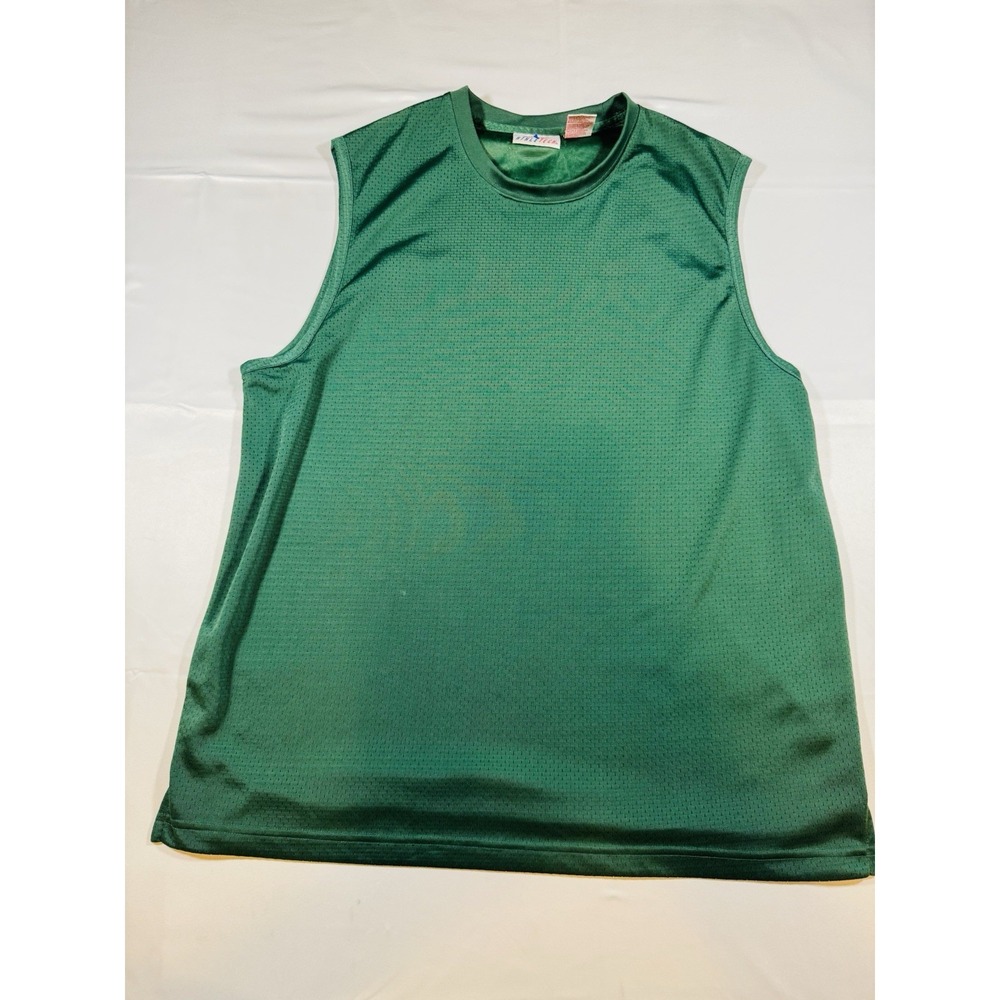 Vintage Athletech Men's Size Large Green Mesh Tank Top Jersey Muscle Shirt Y2K L